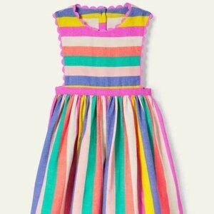 NWT Mini Boden Pinafore Rainbow Stripe Dress 7-8